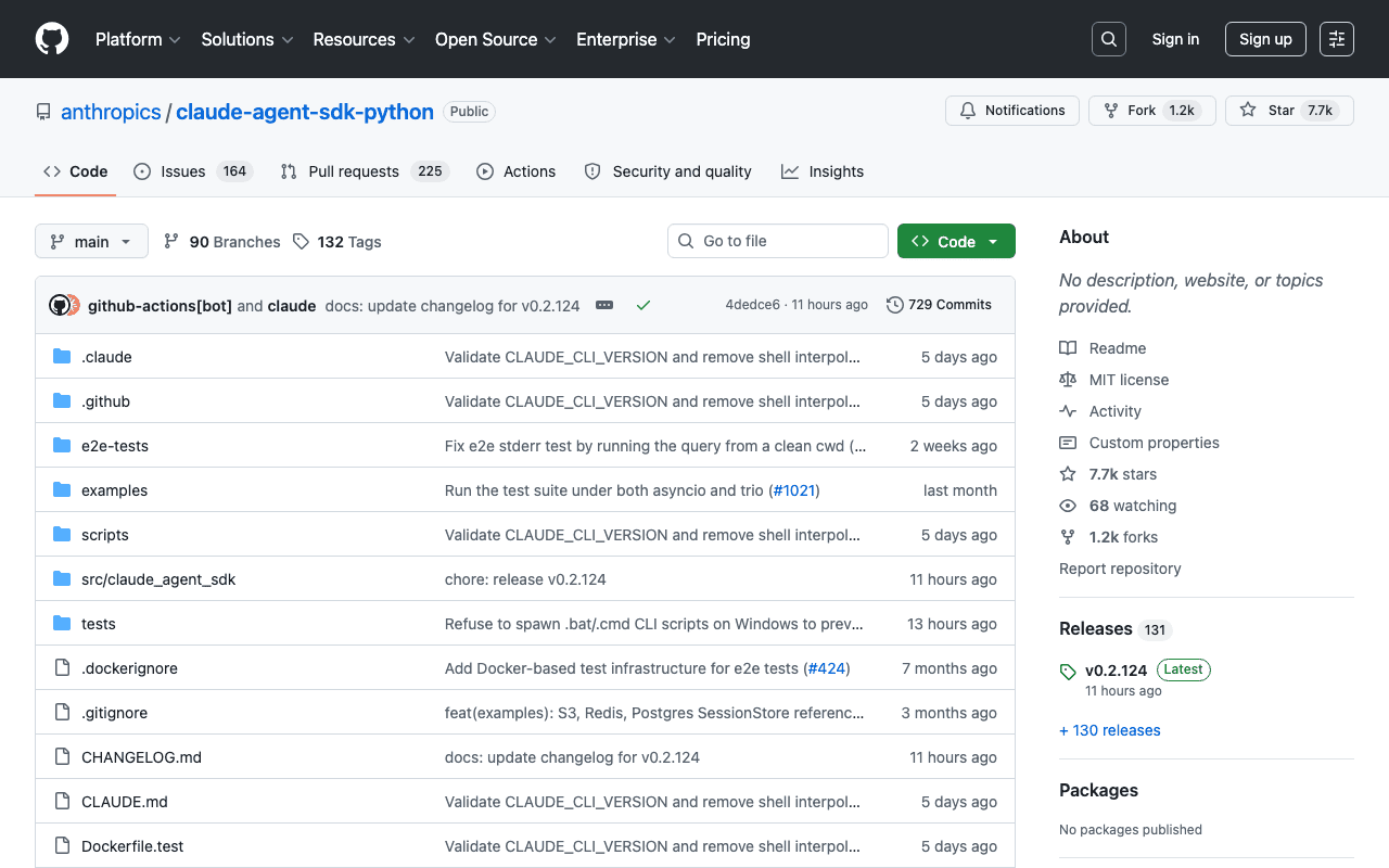 The Claude Agent SDK's GitHub repository