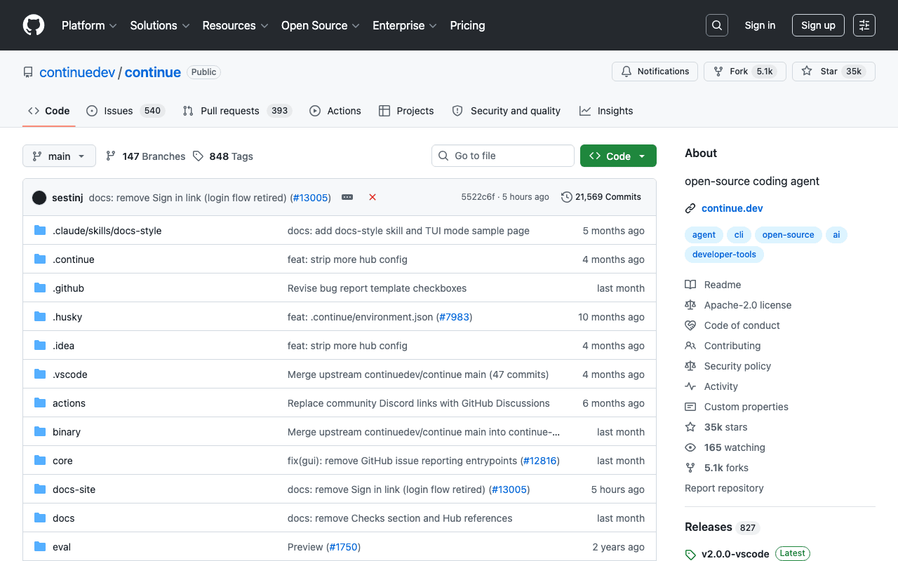 Extension Continue dans un IDE