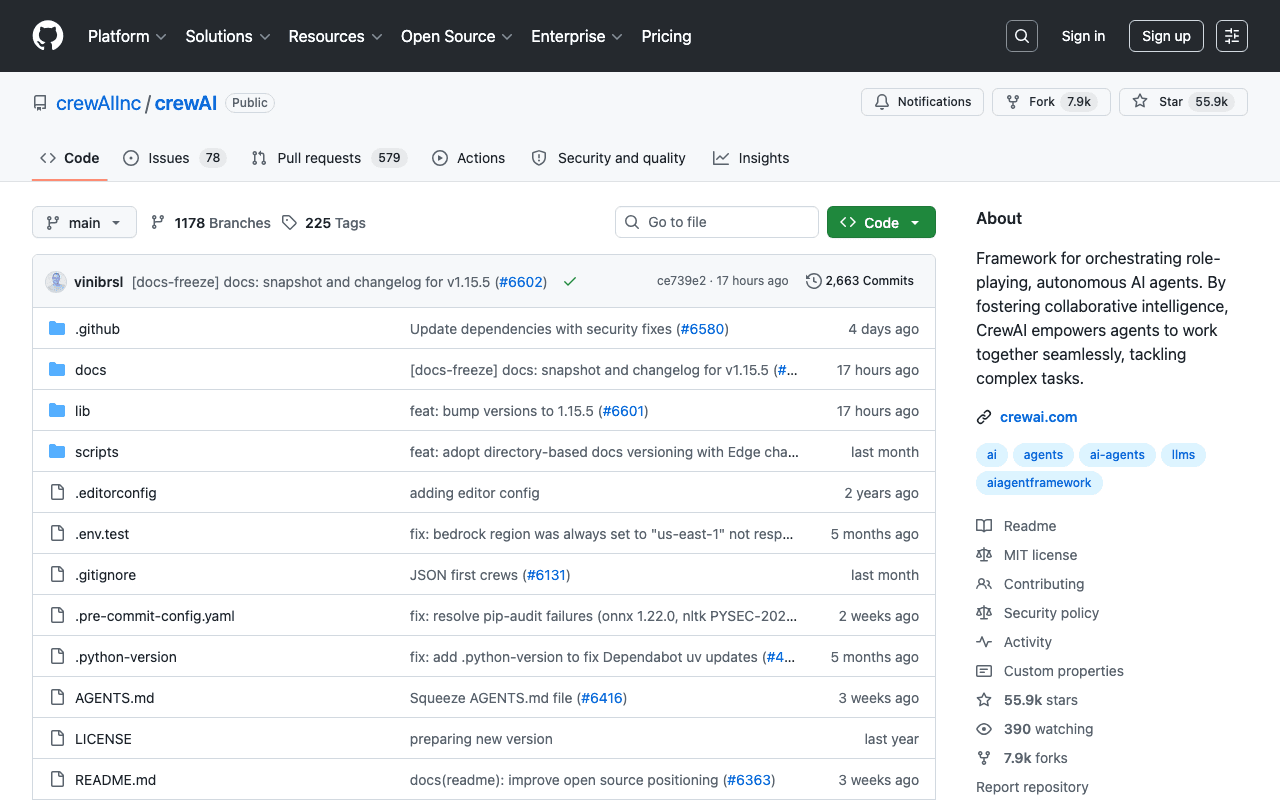 Dépôt GitHub de CrewAI