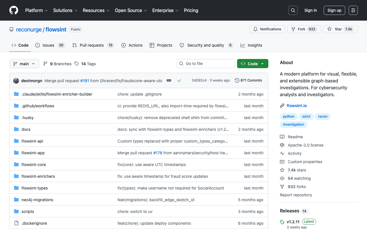 Flowsint's graph interface