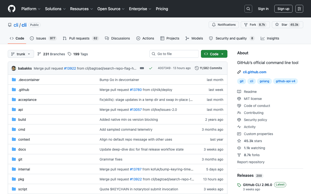 The official CLI's GitHub repository