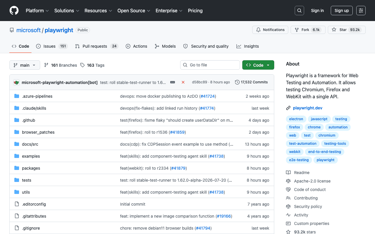 Playwright's GitHub repository