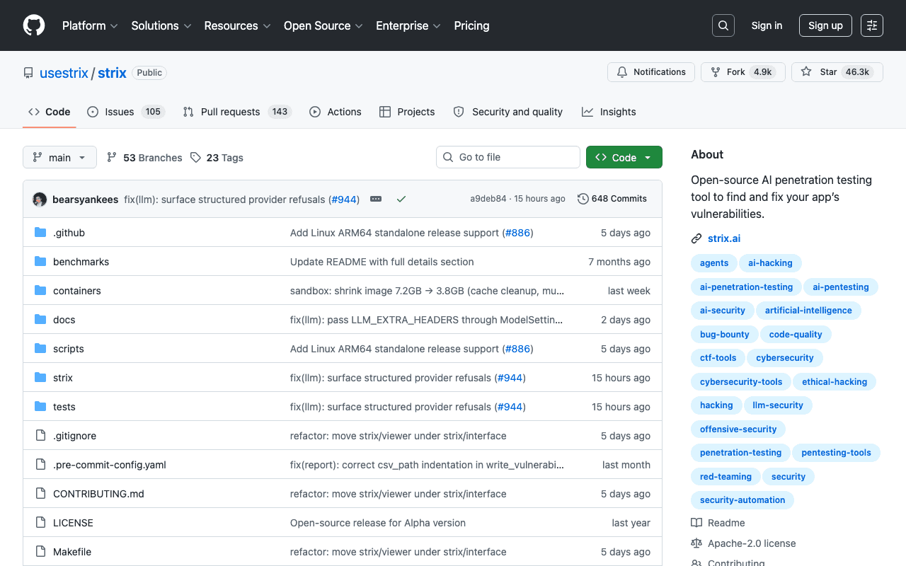 Dépôt GitHub de Strix, agents IA autonomes de pentest