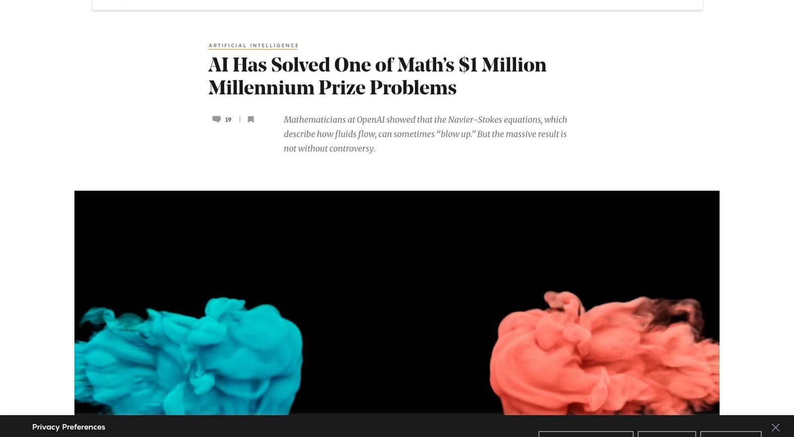 Article de Quanta Magazine titré AI Has Solved One of Math's $1 Million Millennium Prize Problems, précisant que le résultat n'est pas sans controverse