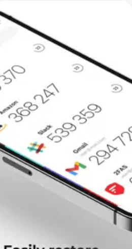 Codes à usage unique générés par l'application 2FAS pour plusieurs comptes