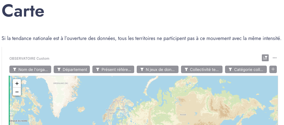 Carte interactive d'OpenDataFrance recensant les collectivités ayant publié des données ouvertes